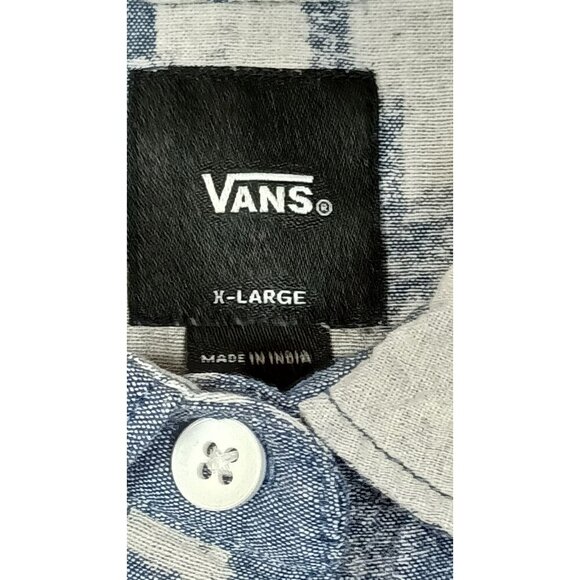 VANS Women's Size XL Ashley Blue Geometric Button Up Chest Pockets Long Sleeve - Picture 5 of 11